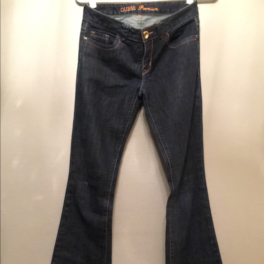 Guess premium with a flare bottom blue jeans 27”